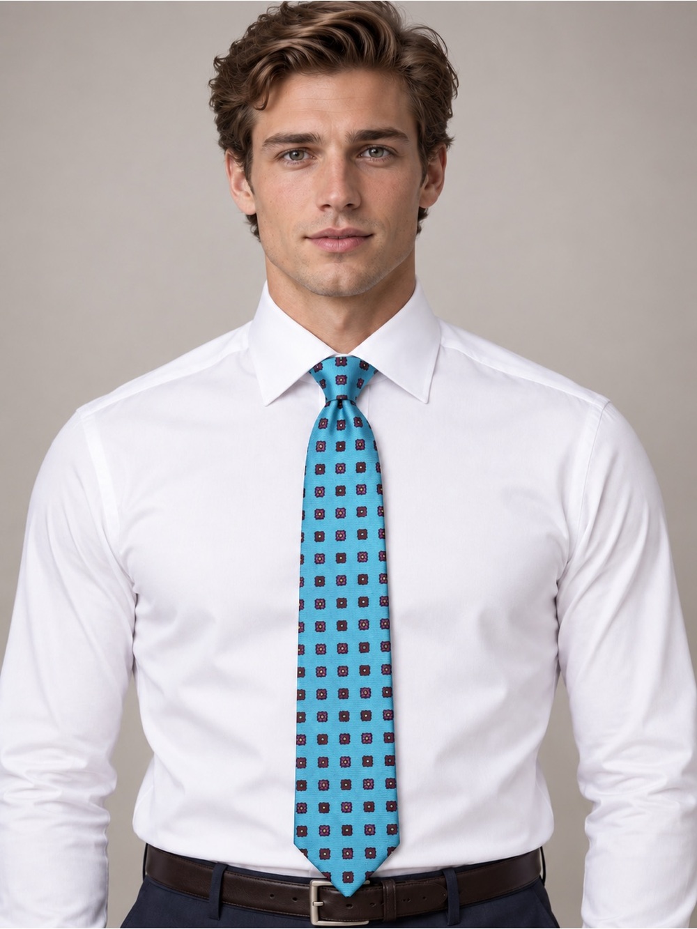 Kiton Bright Turquoise Patterned Tie